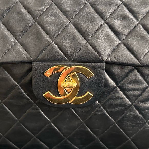 CHANEL $10K + NEW!Classic Black Leather Jumbo Gold Chain Flap Bag +Card/Dust Bag - Picture 14 of 16